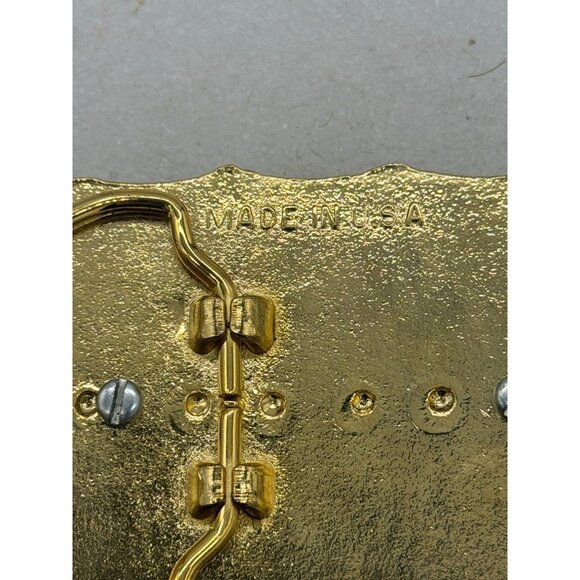 Gold Tone Western Style Belt Buckle Horseshoe Cabochon - Picture 4 of 6